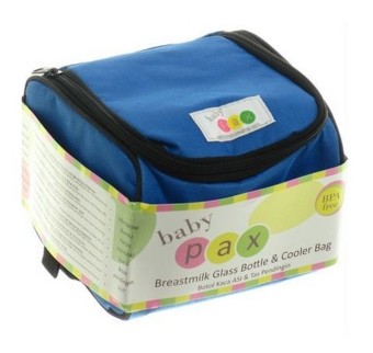 Baby Pax - Cooler Bag Set Blue (Tas Penyimpan ASI + 4 Botol Kaca ASI + 3 Ice Gel)