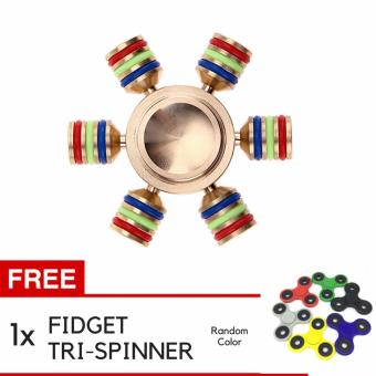 Fidget spinner Metalic Hexagonal Hand spinner fidget toys 6 Hand Knock Brass + Gratis Fidget Tri-Spinner
