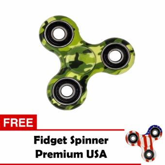 Fidget Spinner Hand Tri Spinner Toys Mainan EDC Ceramic Ball Focus Games Limited Edition Army- + Free Fidget Spinner Flag USA