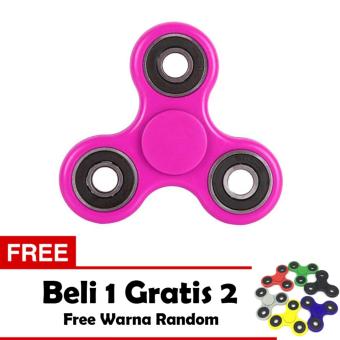 Fidget Spinner Hand Toys Mainan Tri-Spinner EDC Ceramic Ball Focus Games - Pink + Free 2 Fidget Spinner