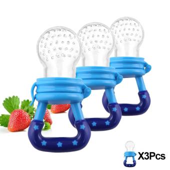 3 Pcs Baby Pacifier Fruits And Vegetables Nipple Blue (Intl) - Intl