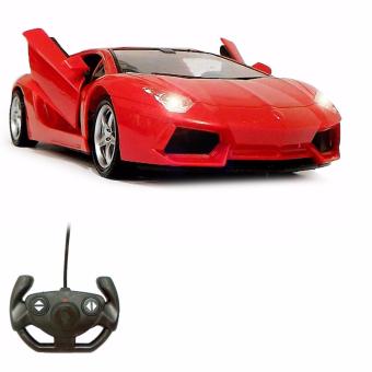 Mainan Mobil Remote Control Luxurious / Lamborghini Aventador Skala 1 :18 - MERAH