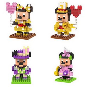 New 4box LOZ Diamond Block Mickey Mouse Micky Minny 650pcs Parent-child Games Building Blocks Children'