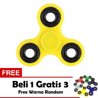 Fidget Spinner Premium Hand Toys Mainan Tri-Spinner EDC Ball Focus Games - Kuning + Free 3 Fidget Spinner