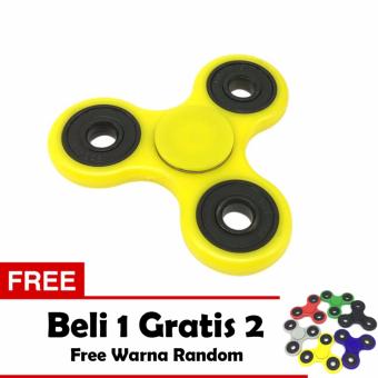 Fidget Spinner Hand Toys Mainan Tri-Spinner EDC Ball Focus Games Stress and Anxiety Relief Toy - Kuning + Free 2 Fidget Spinner