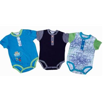 Freeshop Style Round Collar Boy Baby Jumpers Rompers 3 Pcs With Cartoon Sea World Import Thailand