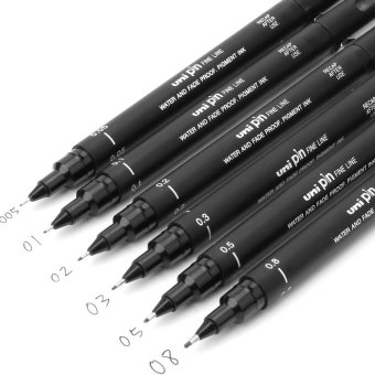 6pcs/set Fineliner Pigma Micron Drawing Pen 005 01 02 03 04 05 08 Brush Waterproof Manga Anime Comic Pen NOT Staedtler Durable 308 - intl