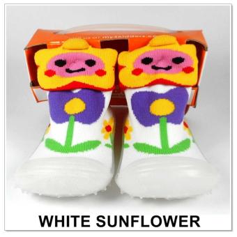 Skidder Sepatu Bayi Motif White Sunflower Uk.19