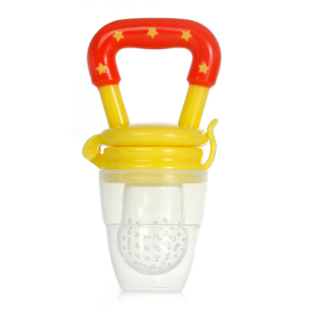 Soft Safety Silicone Feeding Pacifier Feeder Nipple Fruits Feeding Supplies Soother Teat Feeding Tool For Infant Baby Yellow(3-6 Months)
