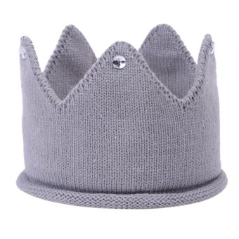 New Fashion Baby Kids Crown Shaped Headband Candy Color Knitted Head Accessories - intl