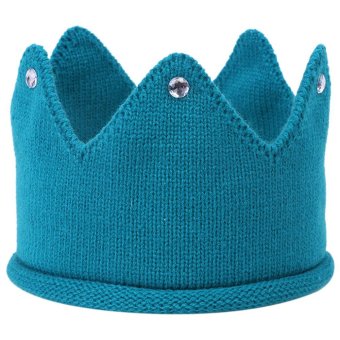 New Fashion Baby Kids Crown Shaped Headband Candy Color Knitted Head Accessories - intl