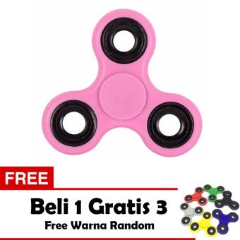 Fidget Spinner Premium Hand Toys Mainan Tri-Spinner EDC Ball Focus Games - Pink + Free 3 Fidget Spinner