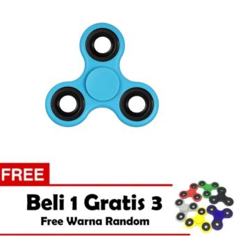 ANGEL Fidget Spinner Hand Toys Mainan Tri-Spinner EDC Ceramic Ball Focus Games - Biru + Free 3 Fidget Spinner