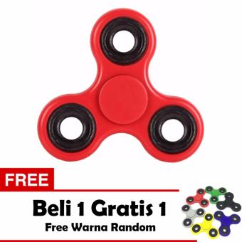 Fidget Spinner Premium Hand Toys Mainan Tri-Spinner EDC Ball Focus Games - Merah + Free 1 Fidget Spinner
