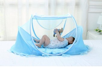 Fengsheng Baby travel cot Portable Baby Crib Mosquito Net Portable Baby Cots for 0-18 Month Baby (Blue) - intl