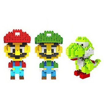 LOZ 3box Diamond Block Mario Luigi Yoshi Toys Compatible Nano Block Parent-child Games Building Blocks Children'