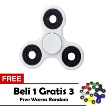 Fidget Spinner Ceramic Toys Tri Spinner Ball Bearing EDC Sensory - Putih + Free 3 Fidget Spinner