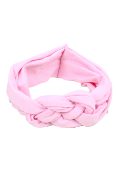 Fancyqube Soft Girl Kids Hairband Turban Knitted Knot Cross Headband Headwear Pink