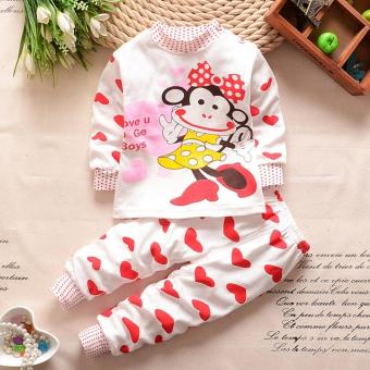 Bear Fashion Baby Girls Cartoon Monkey Casual Clothing Kids 2Pcs Long Sleeve Top + Pant Clothing Set - intl