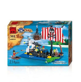 238PCS pirate Shipwreck Island Minifigures crocodile captain ship Building Blocks compatible with legoeing