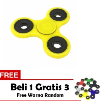 ANGEL Fidget Spinner Hand Toys Mainan Tri-Spinner EDC Ceramic Ball Focus Games - Kuning + Free 3 Fidget Spinner