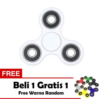 Fidget Spinner Hand Toys Mainan Tri-Spinner EDC Ball Focus Games Stress and Anxiety Relief Toy - Putih + Free 1 Fidget Spinner
