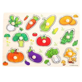 Kayla Org Mainan Edukasi Puzzle Knob Kayu Sayuran