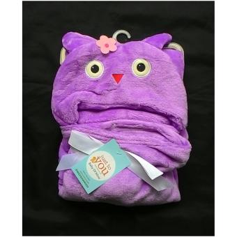 MomBaby Selimut Topi Double Fleece / Selimut Hoodie 3D / Hoodie Blanket Tudung / Selimut Topi Animal - Kucing Ungu