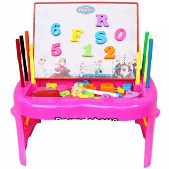 MEJA FROZEN MULTIFUNGSI MEJA BELAJAR LIPAT PAPAN TULIS Magnetic Meja Gambar Whiteboard (Mainan Edukasi Mainan Anak Perempuan Mainan Edukatif) Hadiah Mainan Ulangtahun Kado Mainan Anak - Pink