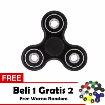 Fidget Spinner Hand Toys Mainan Tri-Spinner EDC Ceramic Ball Focus Games - Hitam + Free 2 Fidget Spinner