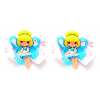 Emily Labels Balerina Clips Blue Yellow - 2 pack