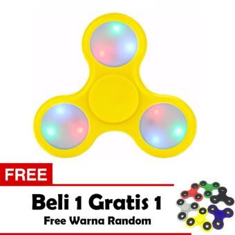 Fidget Spinner LED Hand Toys Tri Spinner Led Ball Focus Games - Kuning + Free 1 Pcs Tri Fidget Spinner