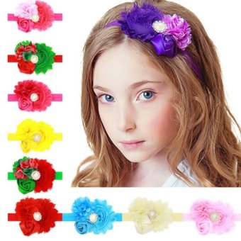 Baby lily Bear Fashion 16pcs Baby Kids Girls Kids Flower Elastic Headbands Head Bands - intl
