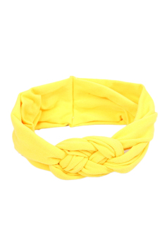 Fancyqube Soft Girl Kids Hairband Turban Knitted Knot Cross Headband Headwear Yellow