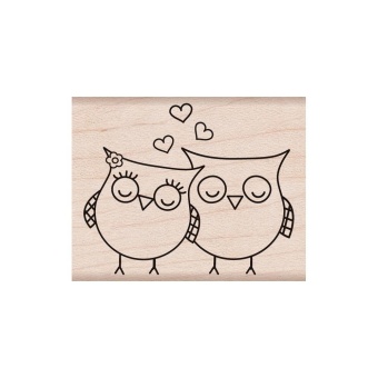 Hero Arts 461264 Hero Arts Mounted Rubber Stamps-Heart Owls Mounted Stamp - intl