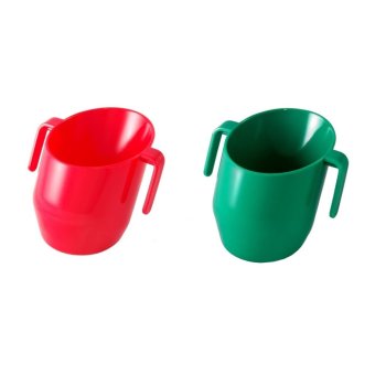 Doidy Cup 2in1 - Red Green - Gelas Bayi dan Anak Gelas Bantu Untuk Minum Gelas Belajar Minum Gelas Unik Gelas Murah Gelas Anti Tumpah Modern Training Cup