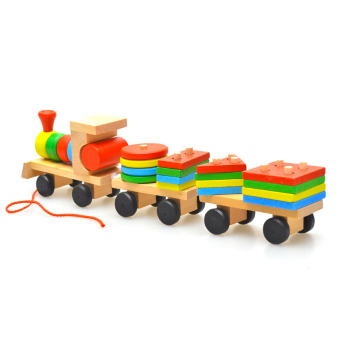MOMO Toys Train Wooden Toys 3 Blocks Cart Ages 3+ - Mainan Edukasi Kayu