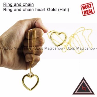 Ring and Chain Hati Gold (Alat sulap, mainan, sulap romantis)