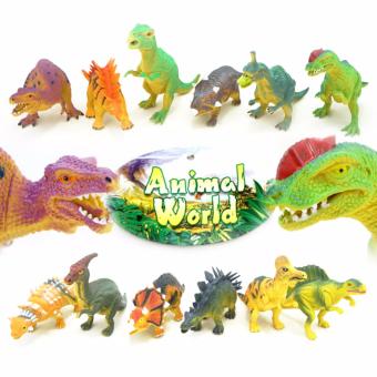 TSH Mainan Dinosaurus Animal Karet Binatang Dino 12 Buah Set - Multi Colour