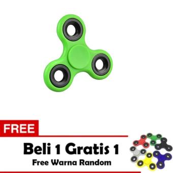 ANGEL Fidget Spinner Hand Toys Mainan Tri-Spinner EDC Ceramic Ball Focus Games - Hijau + Free 1 Fidget Spinner