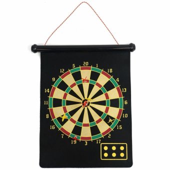 Tokuniku Double Sided Hanging Magnetic Dart Board Set Game 17 Inch with 6 Magnetic Arrow - Hitam