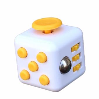 Fidget Cube Kickstarter Finger Toys Therapy Vinyl Desk Stress Relief - White Yellow