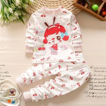 Bear Fashion Baby Girls Cartoon Starberry Mushroom Casual Clothing Kids 2Pcs Long Sleeve Top + Pant Clothing Set - intl