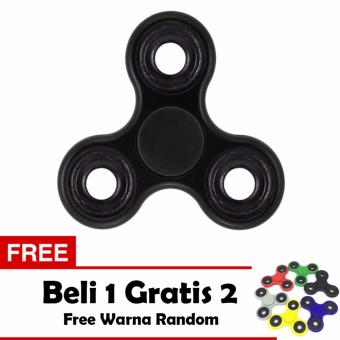 Fidget Spinner Premium Hand Toys Mainan Tri-Spinner EDC Ball Focus Games - Hitam + Free 2 Fidget Spinner