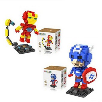 LOZ The Avengers Set Pack of 2 Iron Man Captain America Nanoblock Educational Toy 620pcs