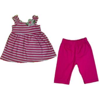RADOCHBABYKIDS Stripe Pink Set for Girls 2-5 Tahun