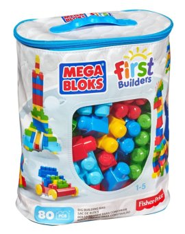 Mega Bloks BIG Building Bag 80PCS (Biru)