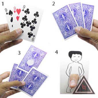 Uzop Magicshop Three Card Monte Funny (Alat sulap, Kartu sulap)