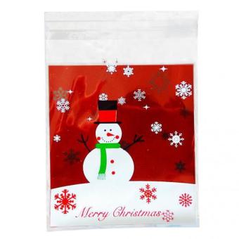 MagiDeal 100 Xmas Snowman Bakery Cookie Candy Gift Soap Favor Cello Adhesive OPP Bag - intl