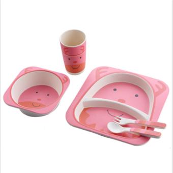 Feng Sheng Bamboo Fiber Children 's Tableware Suit Cartoon Printing Pattern Baby Tableware- Deers - intl
